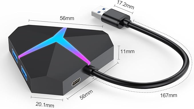 Multi USB Port Hub, 5Gbps High Speed Data Transfer USB 3.0 Multiport Adapter Expander 4 Port, Extra USB Ports Extender for Laptop Mac Computer PC Desktop PS5