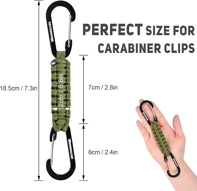 WEREWOLVES Paracord Keychain with Carabiner, Lanyard Clip for Keys
