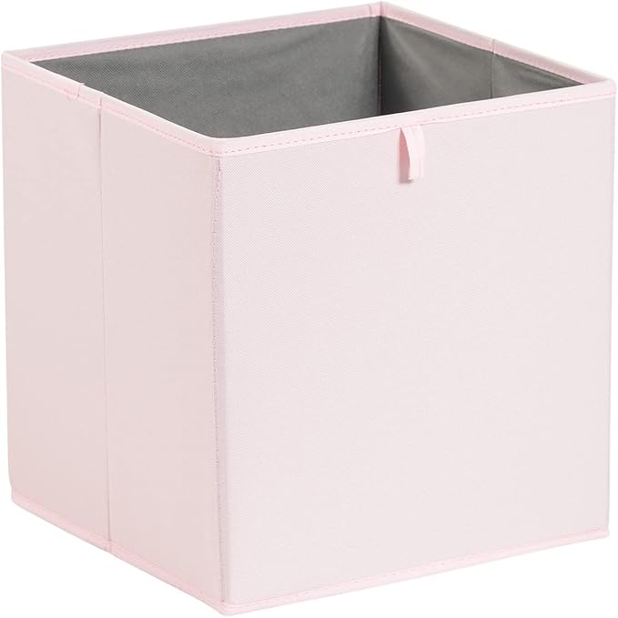Amazon Basics Collapsible Cube Organizer Bins, Closet Storage Organizer Baskets for Shelves, Space-Saving, 13" x 15" x 13", Peony Pink, Pack of 6