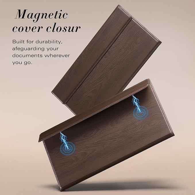 CoBak Leather Car Registration and Insurance Holder with Magnetic Compartment - Vehicle Glove Box Organizer for Driver License, Cards, Emergency Cash - Auto Truck Accessories Case, Dark Brown