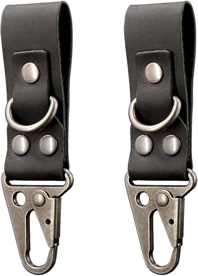 diodrio EDC Leather Strap Keychain Holder, Heavy Duty Belt Clip Key Ring Fob Holder. 2 per Pack.