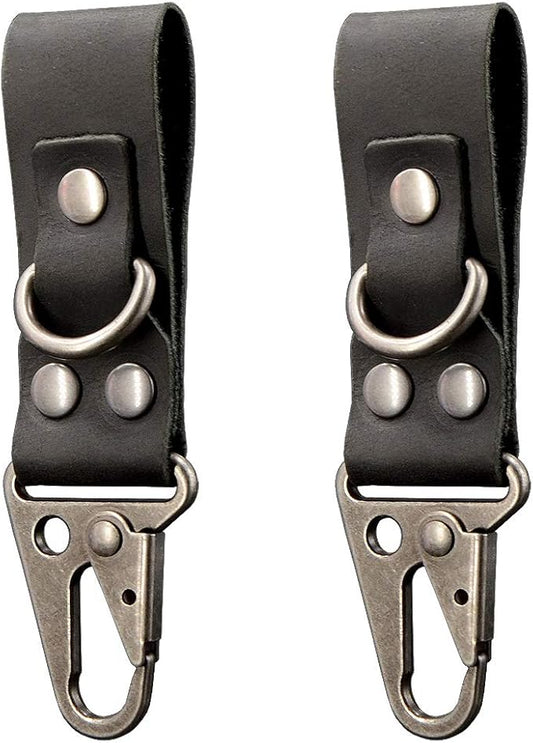 diodrio EDC Leather Strap Keychain Holder, Heavy Duty Belt Clip Key Ring Fob Holder. 2 per Pack.