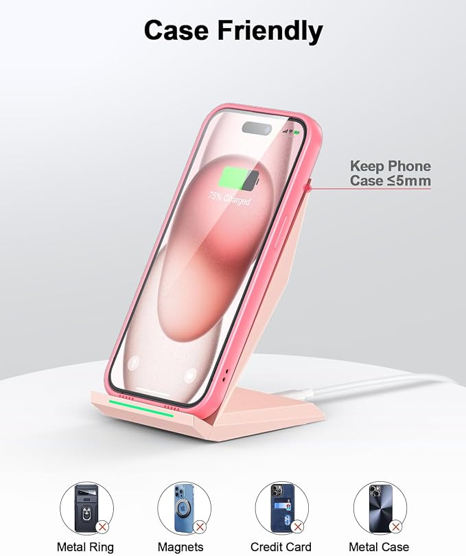NANAMI Wireless Charger 2 Pack - Fast Wireless Charging Stand for iPhone 17/17 Air/16/16 Plus/16 Pro Max/16 Pro/15/14/13/12, Phone Charger Compatible Samsung Galaxy S26/S25/S24/S23/S22/S21,Pixel 6/5