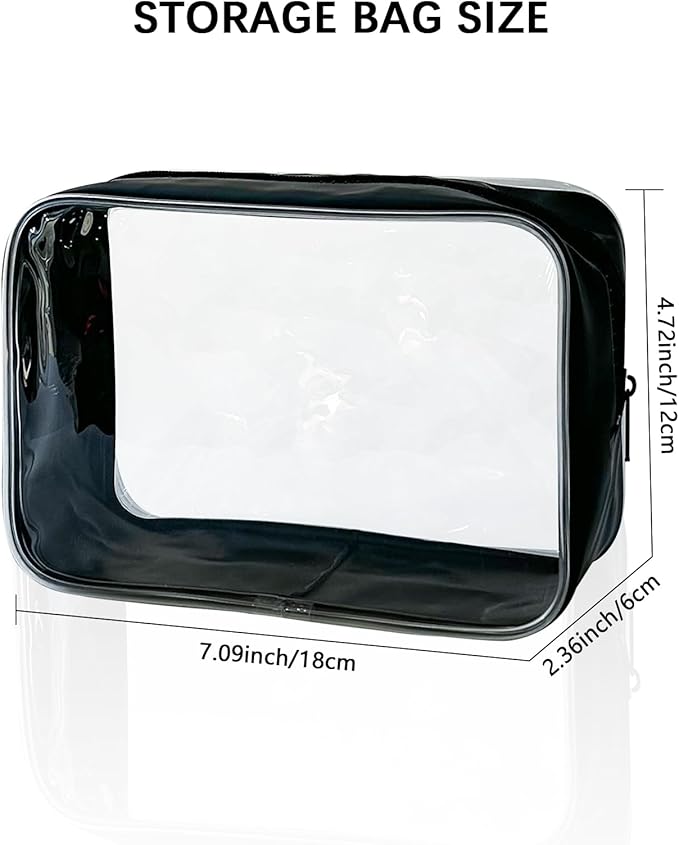 Stadium Approved Red Frame Clear Toiletry Bag 7.09x4.72x2.36inch TSA Approved Clear Organizer Bags Portable Travel Makeup Bags with Zipper for Women (Red)