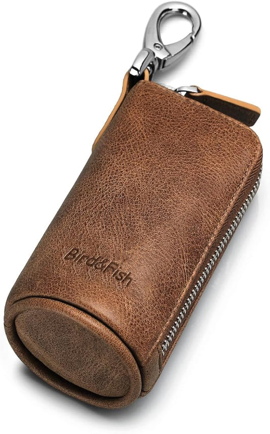 Multi Soft Genuine Leather Coin Purse Pouch, Car Key Case Wallet with Zipper,Pocket Wallet with Chain/Ring for Men Women …
