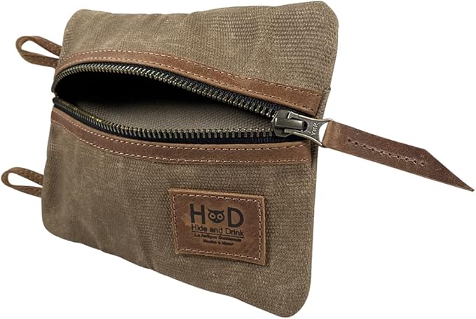 Hide & Drink, Multi-Tool Pocket Pouch XL, Compact Multipurpose EDC Zippered Bag, Mini Camping Tool Case, Knife Holster, Handmade Slim Organizer