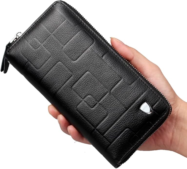 KPYWZER Leather Clutch Purse Wallet Men Wrist Bag