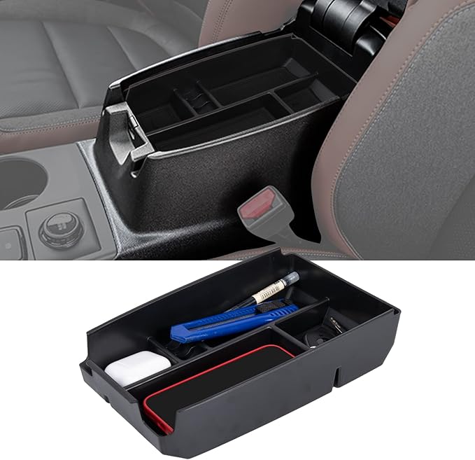 2PCS Center Console Dash Storage Tray and Armrest Secondary Storage Box Compatible with Ford Bronco Sport CX430 2021 2022 2023 2024 Center Console Organizer Insert Accessories