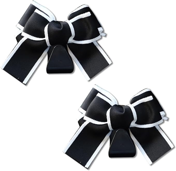 2PCS Car Seat Headrest Hooks, Cute Bow Vehicle Rear Seat Bracket Hook for Purses and Bags, Automotive Purse Hook Hanger, Universal for SUV, Sedan, Truck (Black+White)