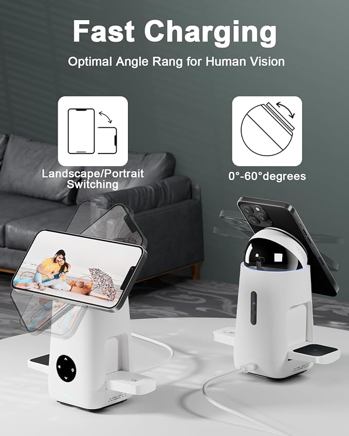 3 in 1 Charging Station for Apple & Samsung - Qi2 Certified 15W Wireless Mag-Safe Charger Stand Compatible for iPhone 17 16 15 14 13 12, AirPods, Apple & Galaxy Watch, Samsung S25 S24 (2 Pack White)