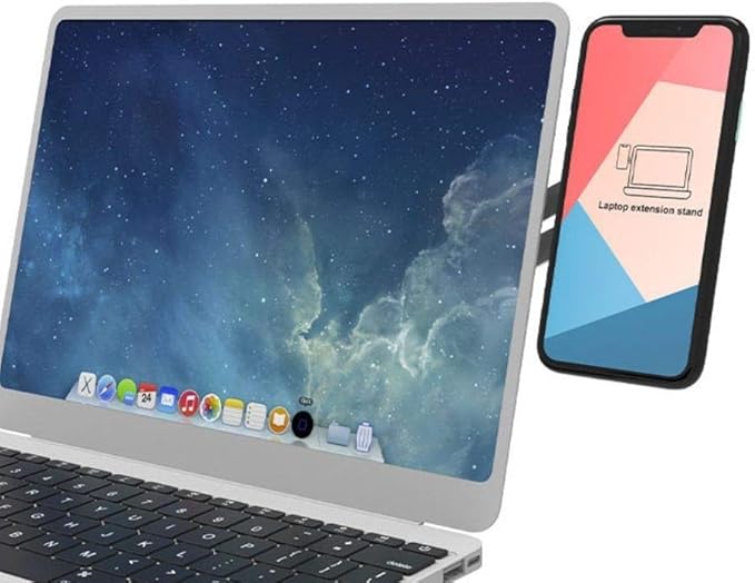 Aporia - Compatible with MagSafe iPhone +12 Side Mount Holder for Laptop Computer EV Monitor Extender Magnetic Arm for Dual Screen (Black - MagSafe)