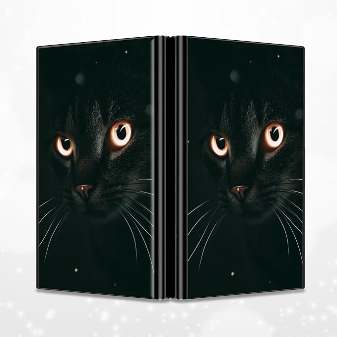 Slim Credit Card Holder, Black Cat Glitter RFID Blocking Metal Wallet for Men & Women, Aluminum Minimalist Hard Case Pocket-Sized Business Cards Organizer (Fits Up to 10 Cards)
