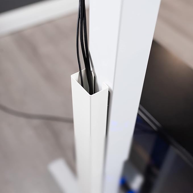 VIVO Steel Magnetic 14 inch Cable Management Channel for Under Desk Leg, No Drill Cord Organizer for Home Office, White, DESK-AC01-1MW