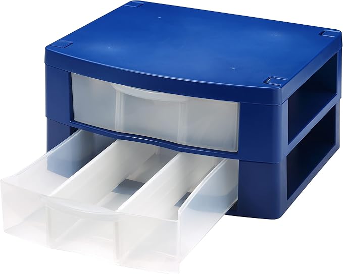 Locker Organizer Two Removable Drawer Dividers Organizer Adjustable Storage Drawers - Made from Strong ABS Plastics (Blue, 2 Drawers)