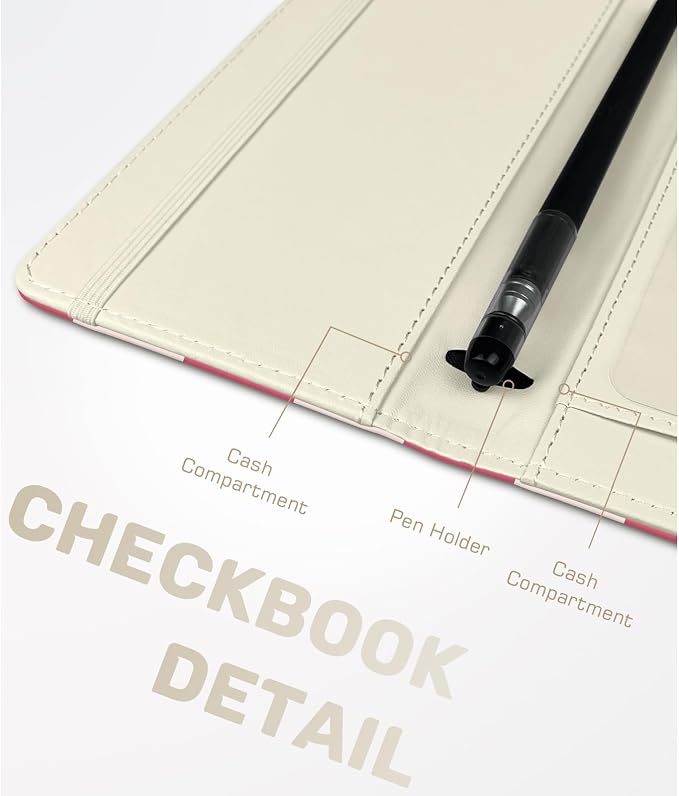Printed Checkbook Cover, RFID Blocking Checkbook, Stylish, Lightweight, Slim Durable, Multi-Functional Checkbook Holder for Personal and Business Checks (Plaid-Pink)