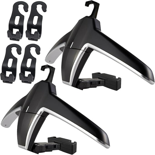 2 Car Back Seat Headrest Hanger with 4 Car Hooks for Coat, Jacket, Suit, Clothes, Purse, Handbag and Grocery Bags - Multi-Purpose Storage Holder for Automobile