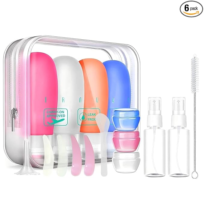 17 Pack Travel Bottles, TSA Carry On Containers, 3oz Leak Proof Travel Accessories Toiletries,Travel Shampoo And Conditioner Bottles, Travel Essentials, Squeezable Silicone Lotion Liquids Tubes