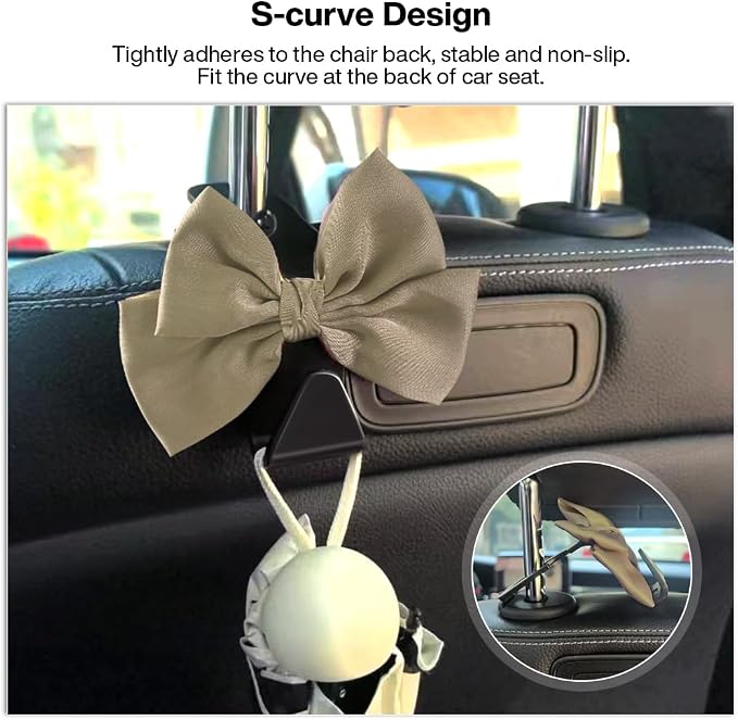 2 Pack Car Seat Headrest Hook, Auto Seat Hook Hangers Storage Organizer Interior Accessories for Handbag Clothes Coats Grocery Bags (Grass green)