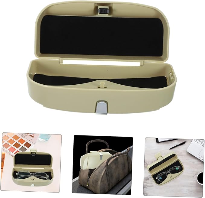 SHERCHPRY 1Pc Multifunctional Vehicle Sunglasses Storage Case Beige Eyewear Clip for Car Visor Durable Art Eyeglasses Holder for Organizing Sunglasses and Accessories