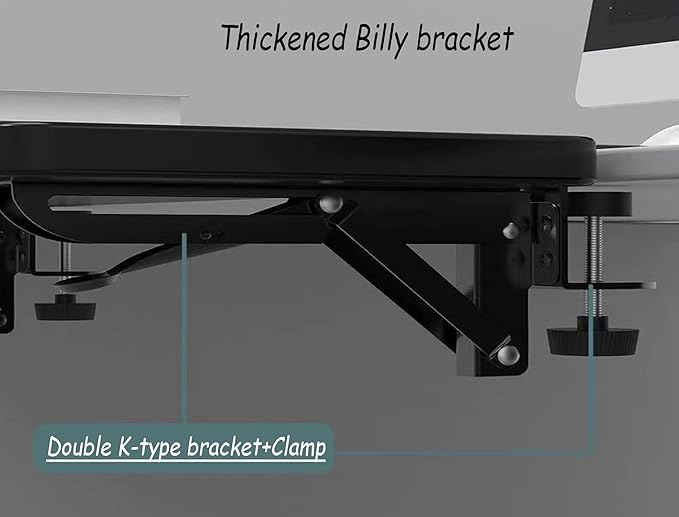 Desktop Extender, 20 "x 9" Clip on Foldable Keyboard Tray, Small Table Edge Extender Tray, Floating Table Hanging Computer Desk, Suitable for Desktop Extension of Sitting Upright Office Desk (Black)