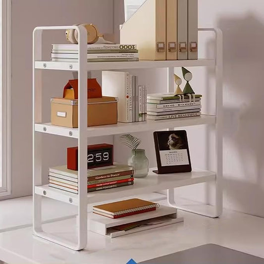 Gtzly 3 Tier Desktop Bookshelf Metal Frame Wood Board Rack Shelves Plant Stand for Kids Stationery Organizer Living Room Storage Office Display(White,40 * 20 * 60cm)