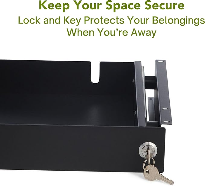 PERFECT POSTURE Max Under Desk Storage Drawer – Large Desk Drawer with Lock for Regular & Sit-Stand Standing Desks, Black (19.3" x 10")