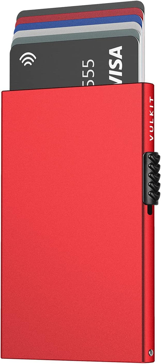 VULKIT Minimalist Credit Card Holder Pop Up Cards RFID Protection Slim Metal Wallet