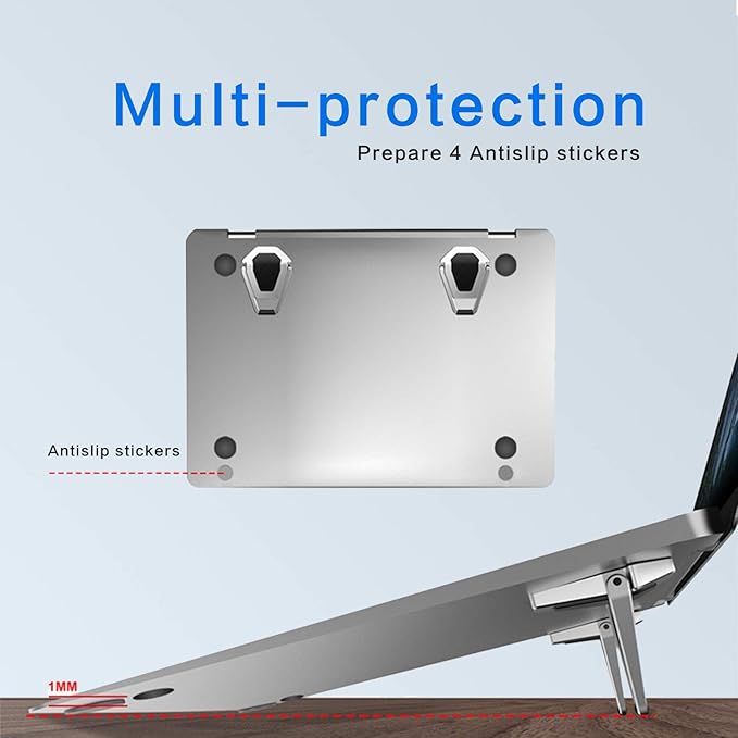 Laptop Stand Portable,Zinc Alloy Laptop Mini Stand,Laptop Riser Invisible,Ergonomic Laptop Stand Cooling Suitable for 12-20 Inches Laptop.（Silver-2pieces）