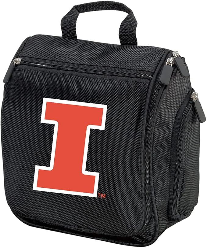 Broad Bay Official Illinois Fighting Illini Hanging Toiletry Bag | 1680D Ballistic Polyester, Clear Pockets, Side Zip Storage, Bathroom Organizer, Grooming, Shaving, Cosmetics, Alumni Gift