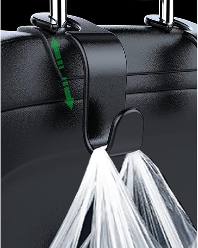 4 Pack Car Seat Headrest Hook - Purse Hook for All Vehicle Handbag Clothes Coats Grocery Bags, Black