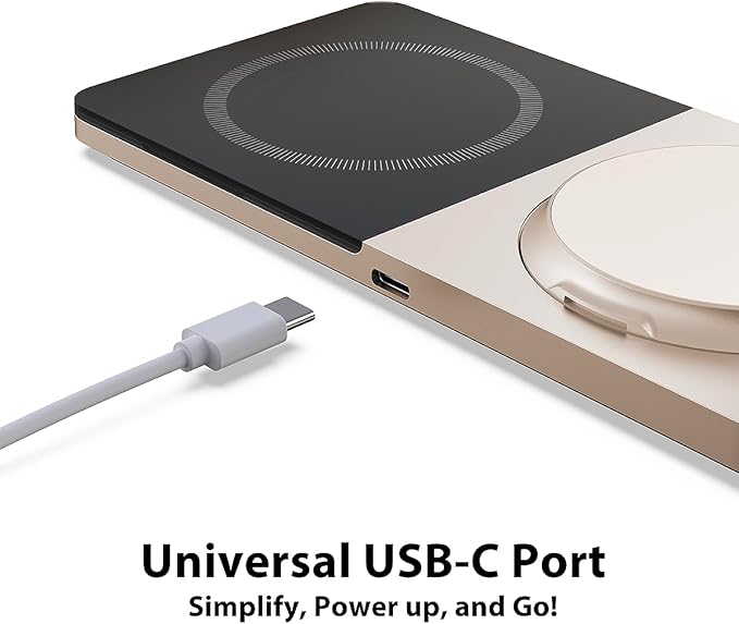 Wireless Charging Station for iPhone & AirPods: Foldable Charger Stand with MagSafe, 2-in-1 Magnetic Charger Stand for iPhone 12-15 & iPhone 16 & AirPods (No AC Adapter)