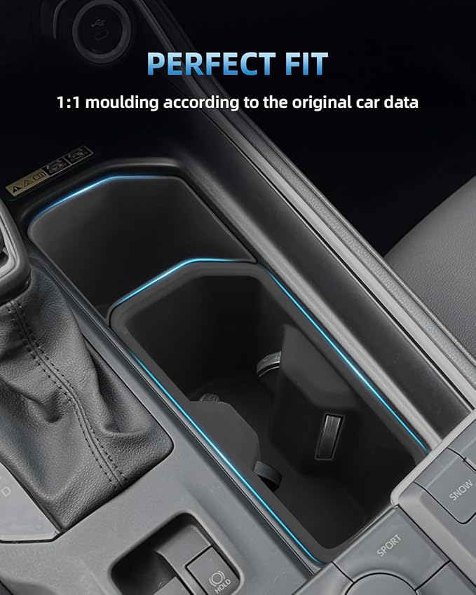 Silicone Center Console Cup Holder & Rear Door Storage Box for 2024–2026 Toyota Grand Highlander/Grand Highlander Hybrid, Interior Organizer Accessories (4PCS)