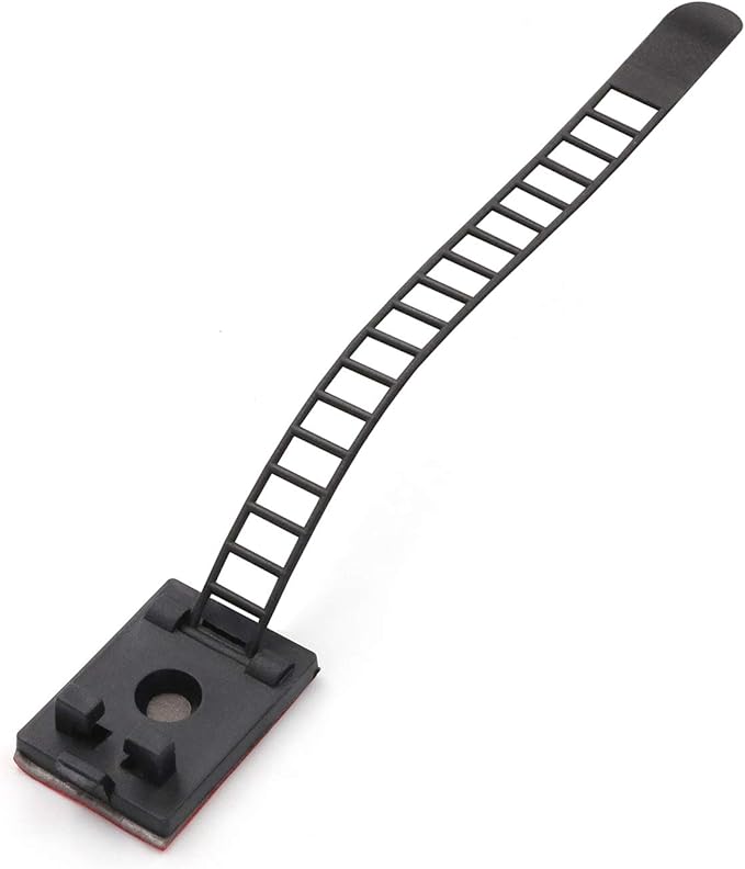 Mini Cable Clips 3M Adhesive, Multipurpose Cord and Wire Organizer for Cable Management Adjustable Large - 60 Pack Bundled with 10 Bonus Reusable Cable Ties (Black)