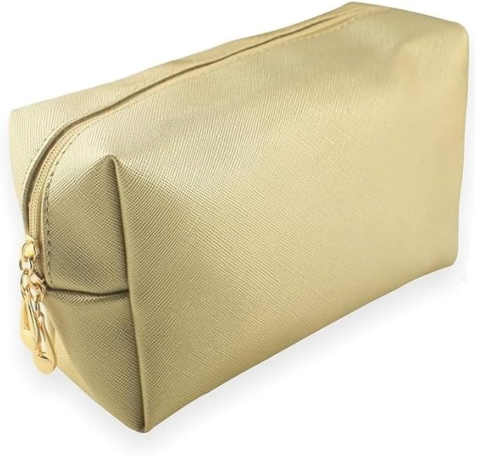 Small Makeup Bag Portable Cosmetic Bag for Women Makeup Pouch Waterproof Toiletry Bag for Travel (Gold, Normal)