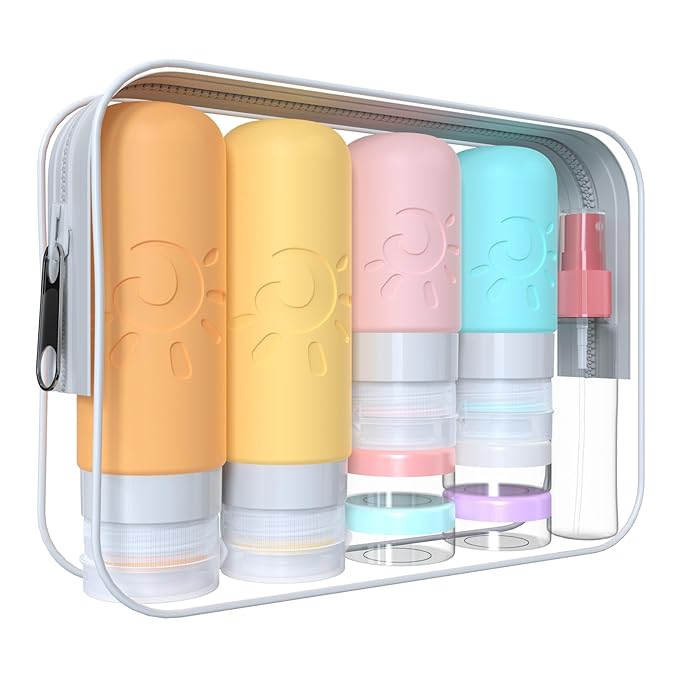 Zafit 18 Pack travel Bottles for Toiletries, TSA Approved Silicone Travel Containers Leak Proof Refillable Travel Accessories for Shampoo Conditioner Lotion Body Wash(Multicolored E)