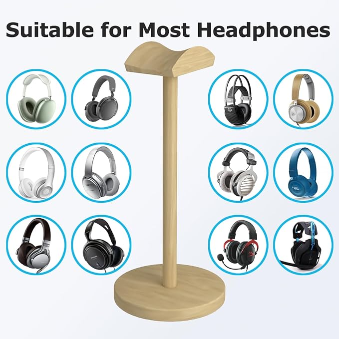 Headphone for Desk Hanger Holder Organizer Keeper Racks Storage Mount Gaming Headset Stand Premium Functional Craftmanship Headset Stand (Wood Tone)
