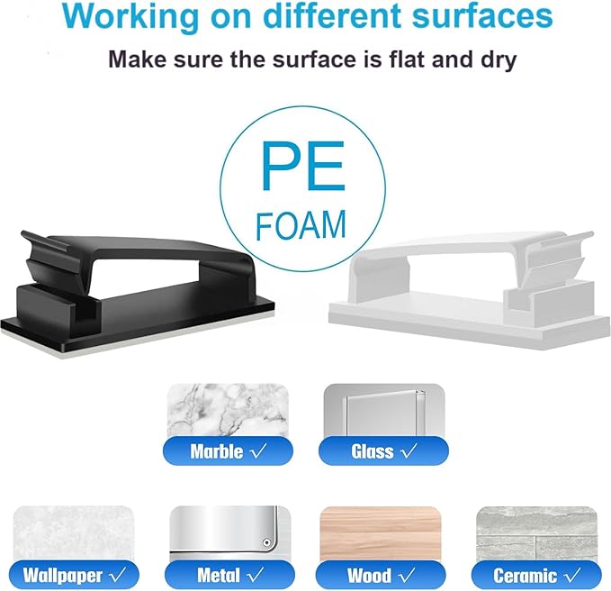 for Desk Under Table Wire Management Adhesive Cable Clips 49Pcs(White).Used for Computer pc,tv,ethernet Wires Cable Management on Large Cable Hooks Organizer Clips