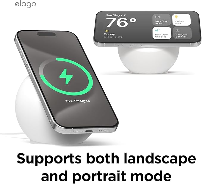 elago MS2 Charging Stand Compatible with MagSafe Charger - Premium Silicone, Compatible with iPhone 17/16/15/14/13/12 Series, Designed for MagSafe Stand [White] [Charging Cable Not Included]