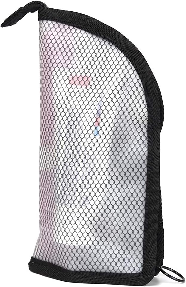 patu Standing Travel Toiletry Bag - Transparent Waterproof PVC Mesh Pouch with Triangle Design for Bathroom Essentials & Personal Care, Black