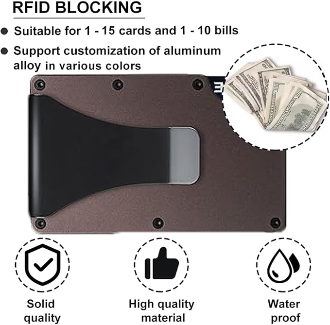 EDGE Metal Wallet for Men - Minimalist Slim Wallet - RFID Blocking Card Holder Money Clip, Smart Wallet - Aluminum Credit Card Holde Clip Brown