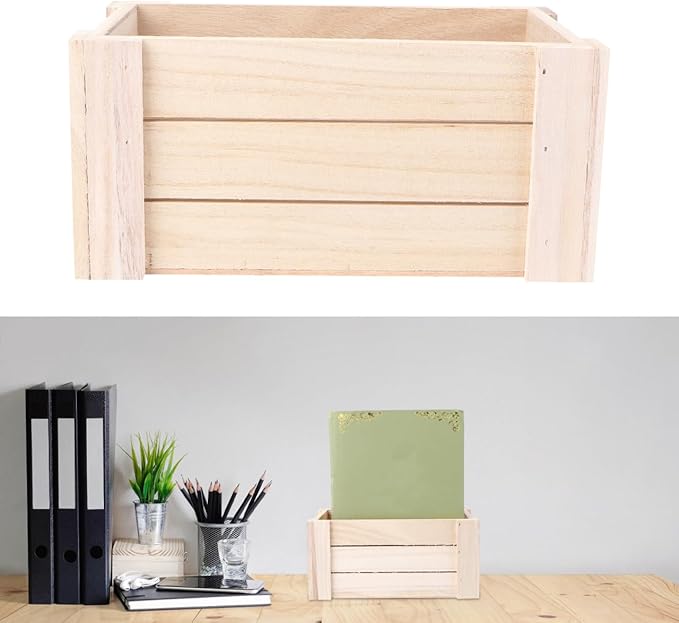 1Pc Creative Wooden Desktop Storage Box Medium Desk Organizer for Home Decoration and Office Supplies Stylish Storage Solution for Organizing Essentials