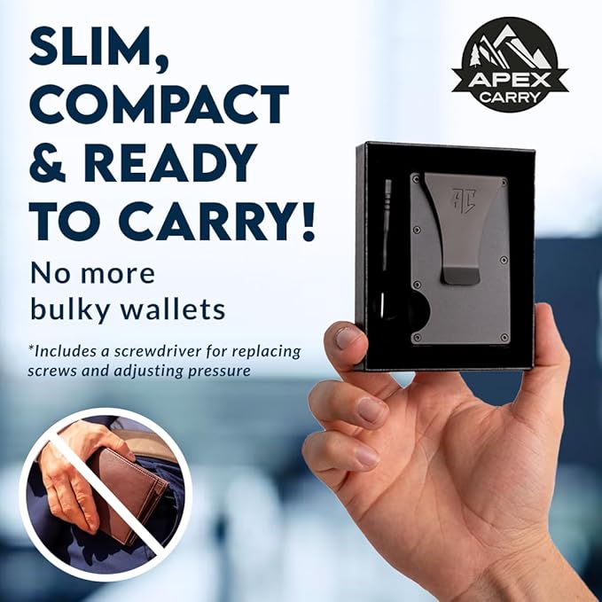 Men's Minimalist Credit Card Holder - Slim Wallet for Men with RFID Blocking - Front Pocket Metal Wallet with Money Clip (Obsidian)
