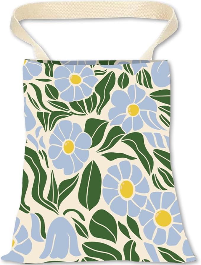Car Garbage Bag Hanging 9.8 x 11.8 Inch Floral Car Trash Bag Boho Flowers Leaf Polyester Washable Waterproof Cute Storage Can for Vehicle Interior Travel Accessories Reusable Leak Proof