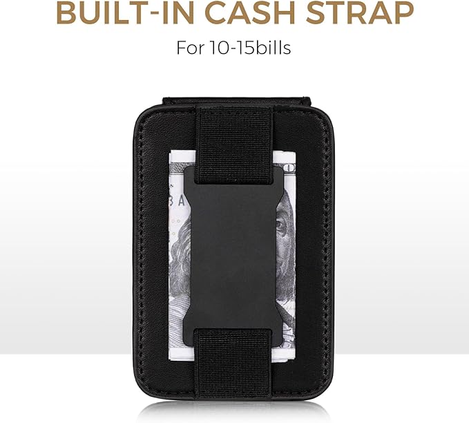 Zitahli Slim Wallet for Men with Pull-Up Tab & Cash Strap - Front Pocket Minimalist Easy Access Card Holder, RFID Blocking, Holds 8 Cards & 10-15 Bills