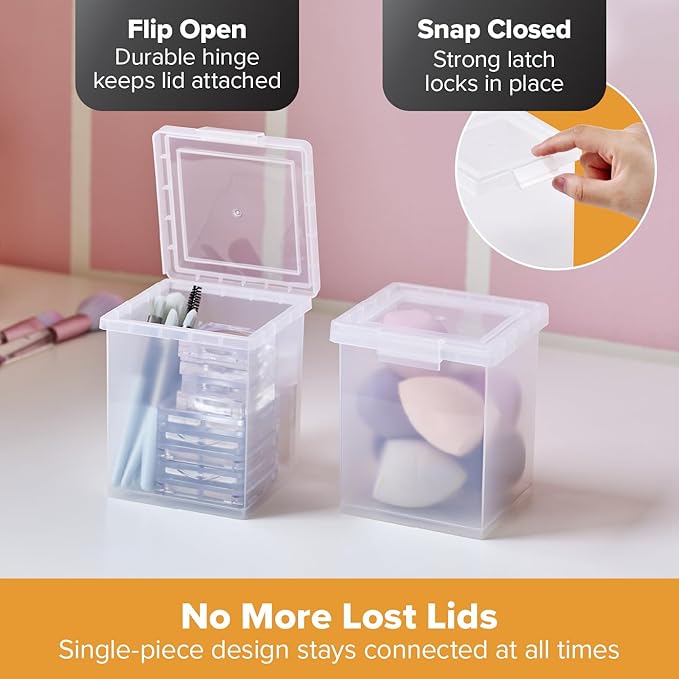 Bostitch Konnect Storage Containers with Lids, Organizer, Clear Plastic Box, Stackable Nesting Bins, Medium, 2 Pack