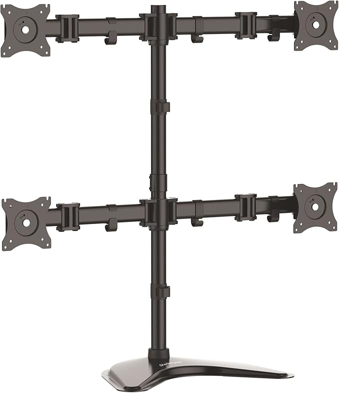 StarTech.com Quad Monitor Stand - Articulating - Supports Monitors 13??to 27??- Adjustable VESA Four Monitor Stand for 4 Screen Setup - Steel - Black (ARMBARQUAD)