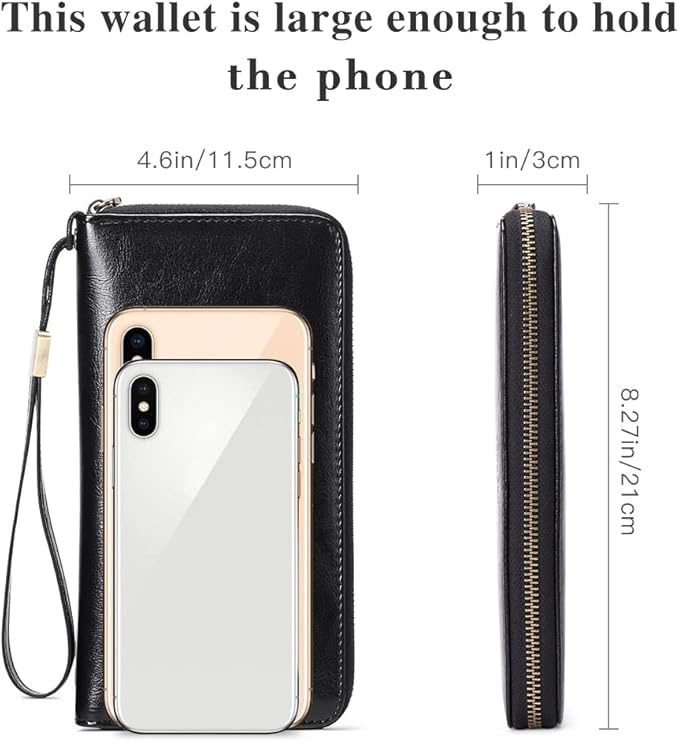 SENDEFN Leather Women's Wallets RFID Blocking Zip Around Large Capacity Long Credit Card Holder Wallet