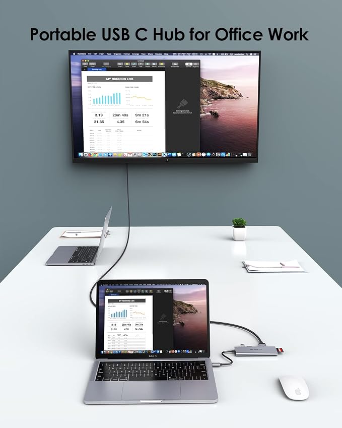 LENTION USB C Hub with 4K HDMI, 3 USB 3.0, SD/Micro SD 3.0 Card Reader, Compatible MacBook Pro/Air, Mac Air/Surface, Chromebook, iPhone15 or More, Stable Driver Adapter (Space Gray)