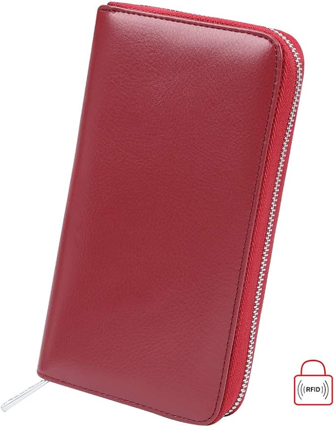 Women 36 Slots RFID Blocking Card Holder Large Long Leather Zipper Organizer Accordion Wallet