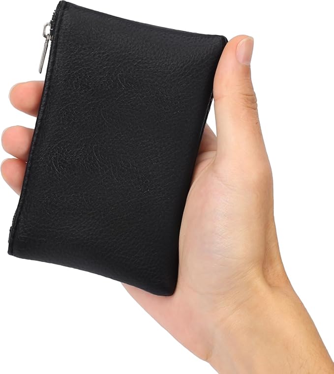 KALIONE 2 Pack Coin Purse, Portable PU Leather Coin Purse with Zipper Coin Purse Mini Change Purse Small Coin Purse for Women Credit Card Folded Bills ID Key Headset Lipstick(Black&Green)